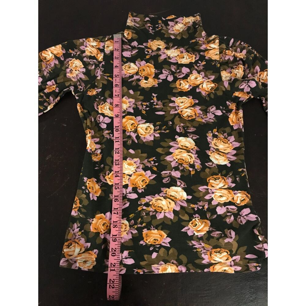 NWT Anthro Floral Turtleneck Top XS Puff Sleeve Brown Boho - Picture 6 of 12
